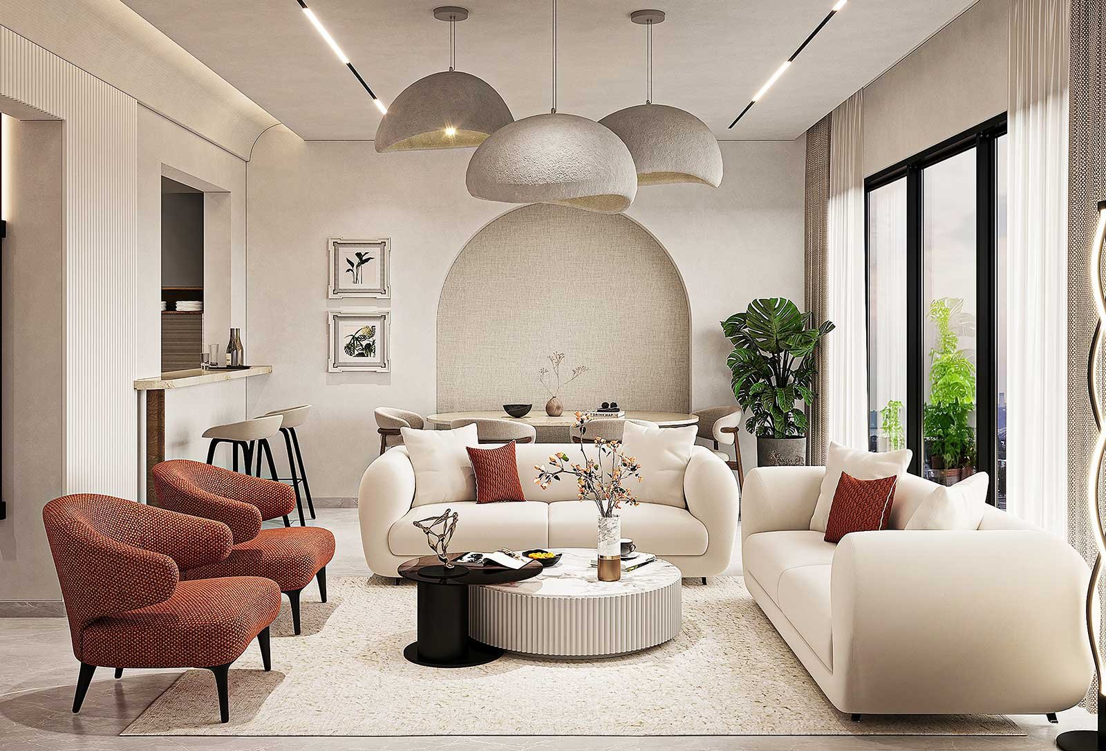 Designer living room render