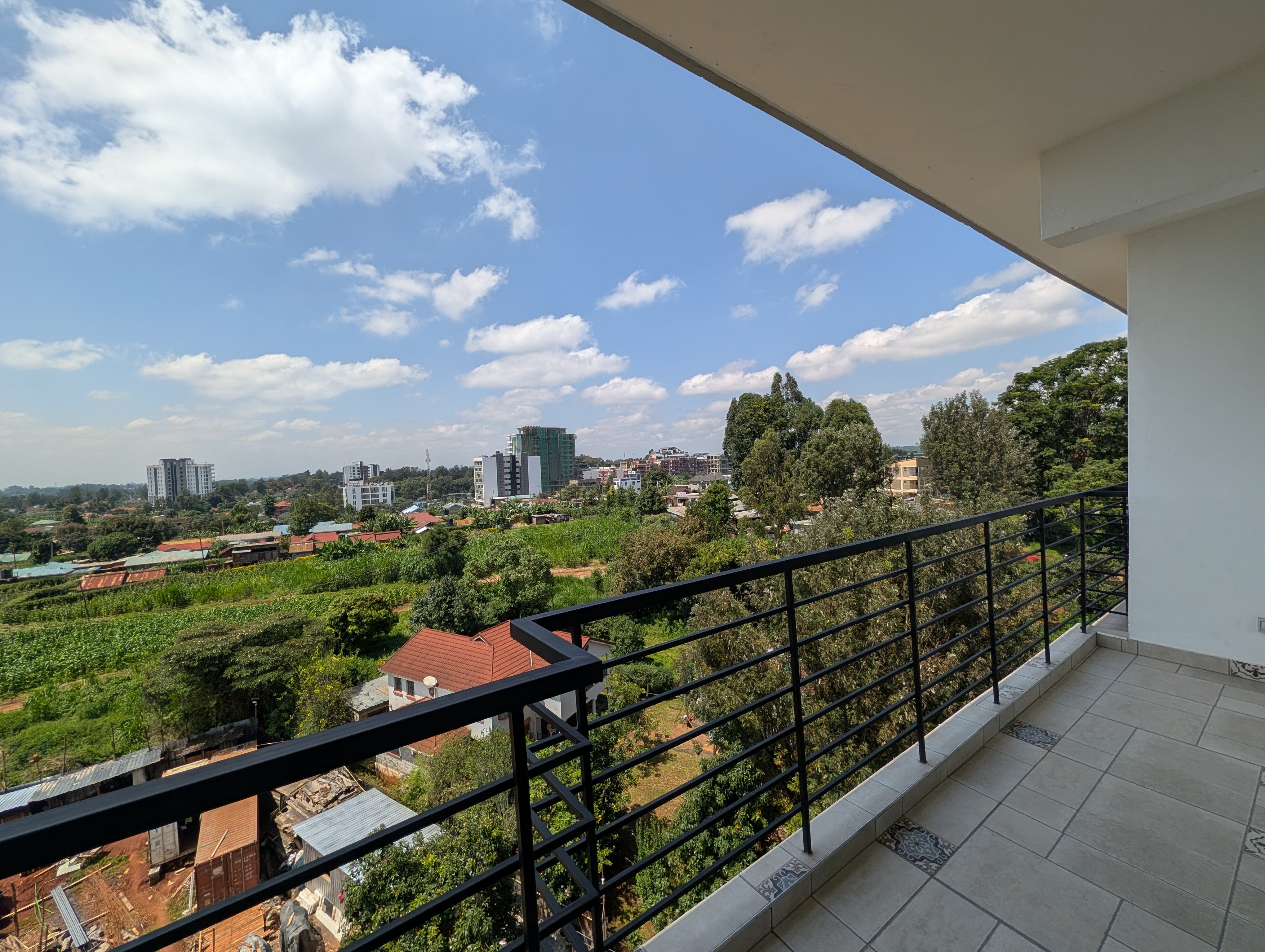 Panoramic balcony view of green highlands