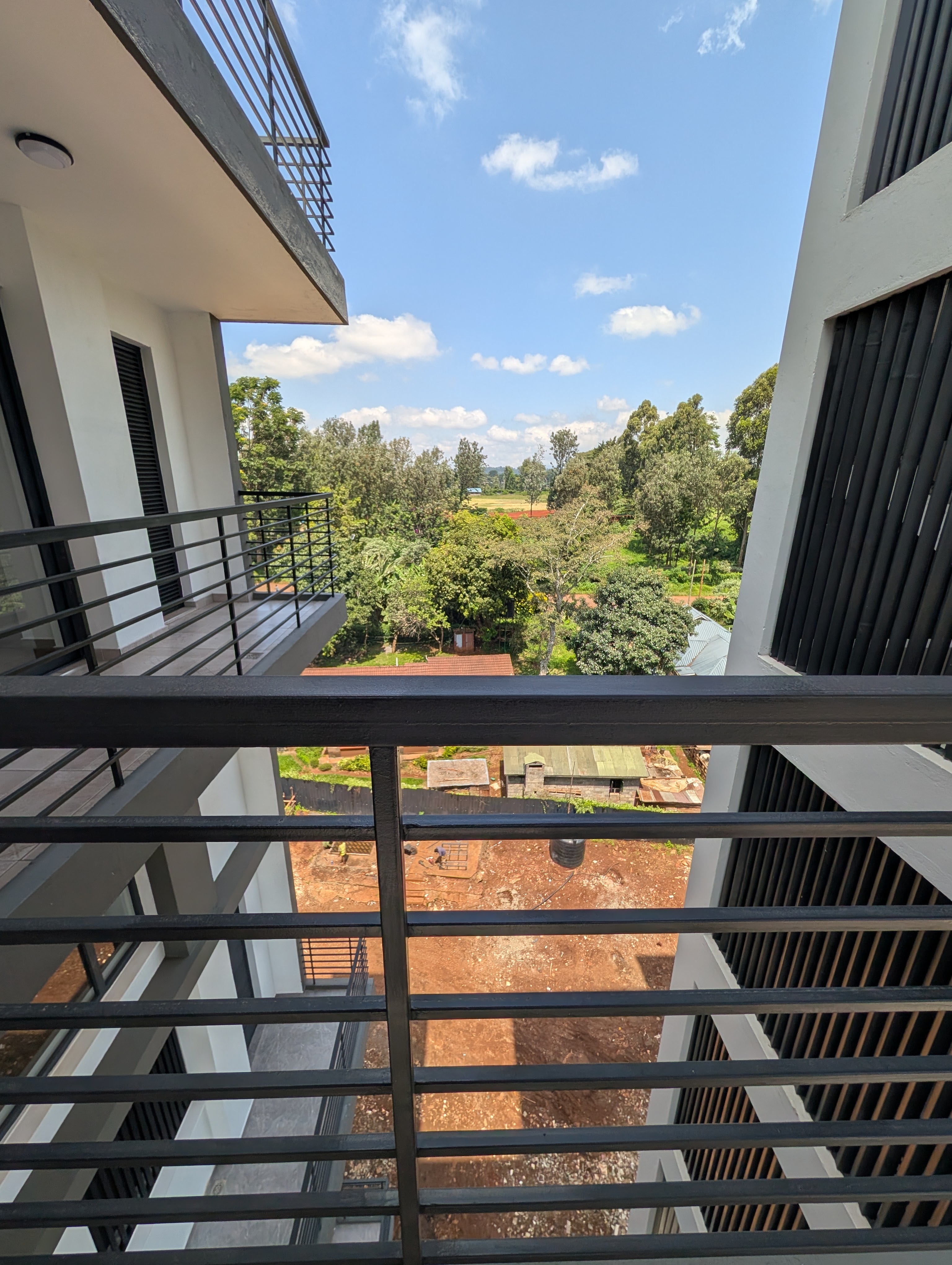 Lush green landscape from balcony