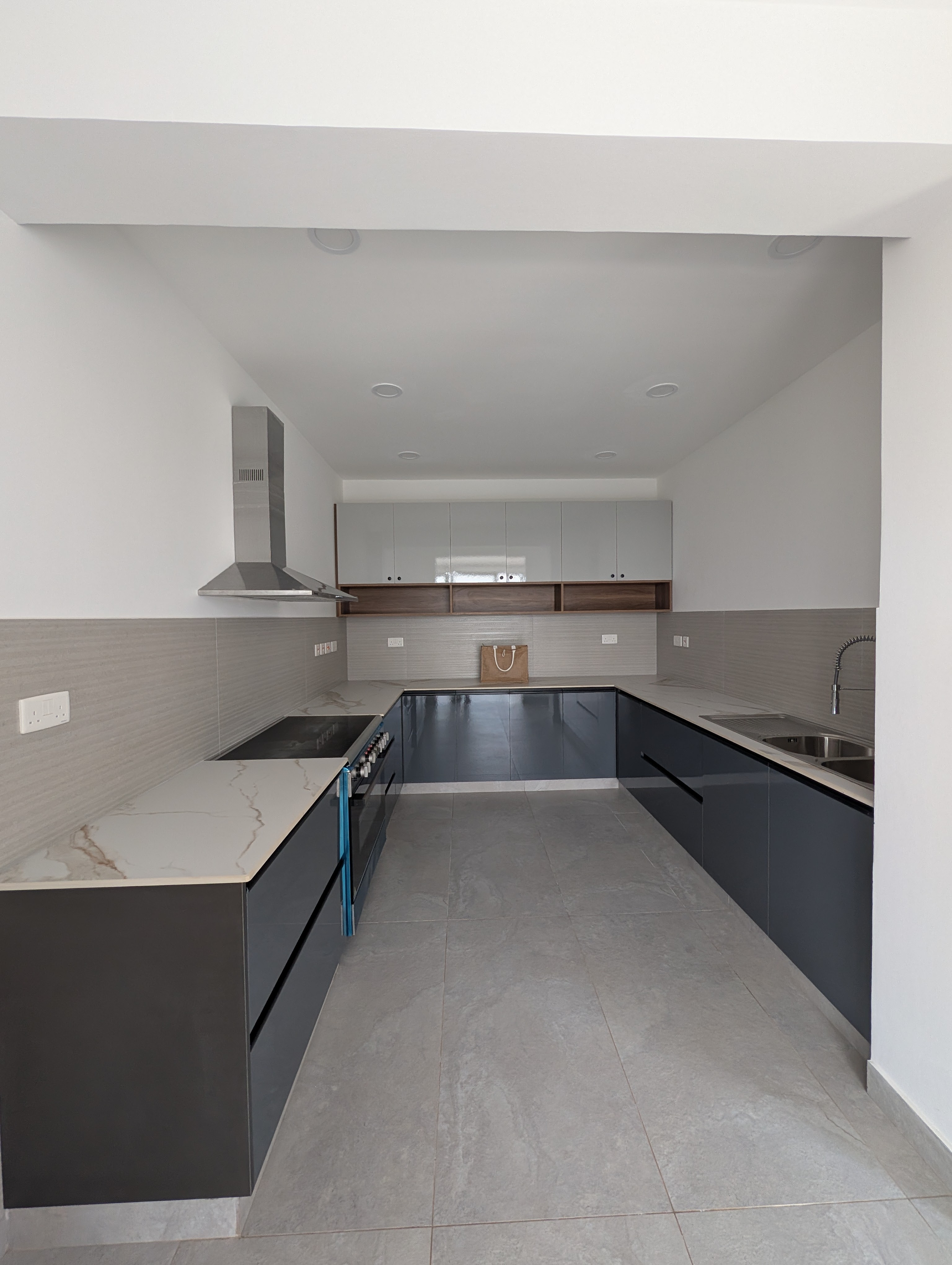 Kitchen from entrance showing full layout